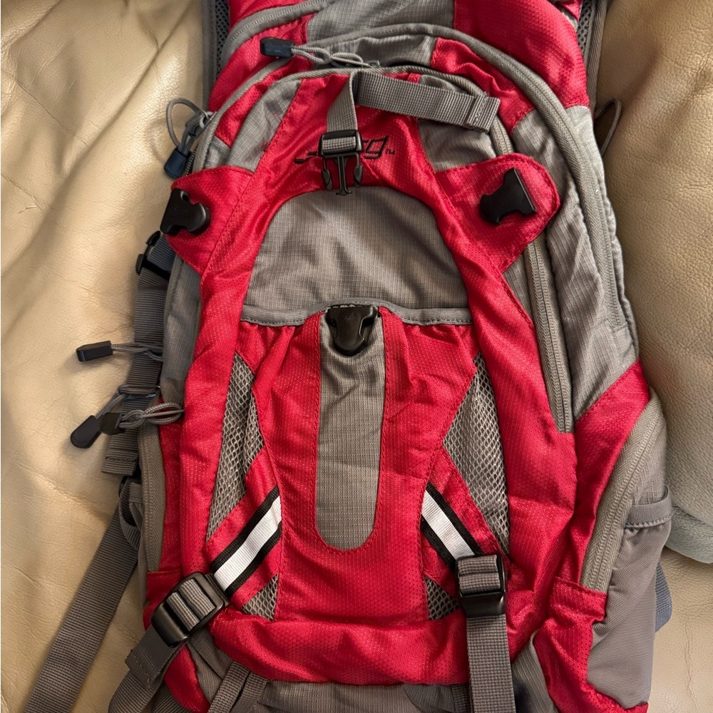 BCG Red and Gray Ergonomic Backpack with Adjustable Straps